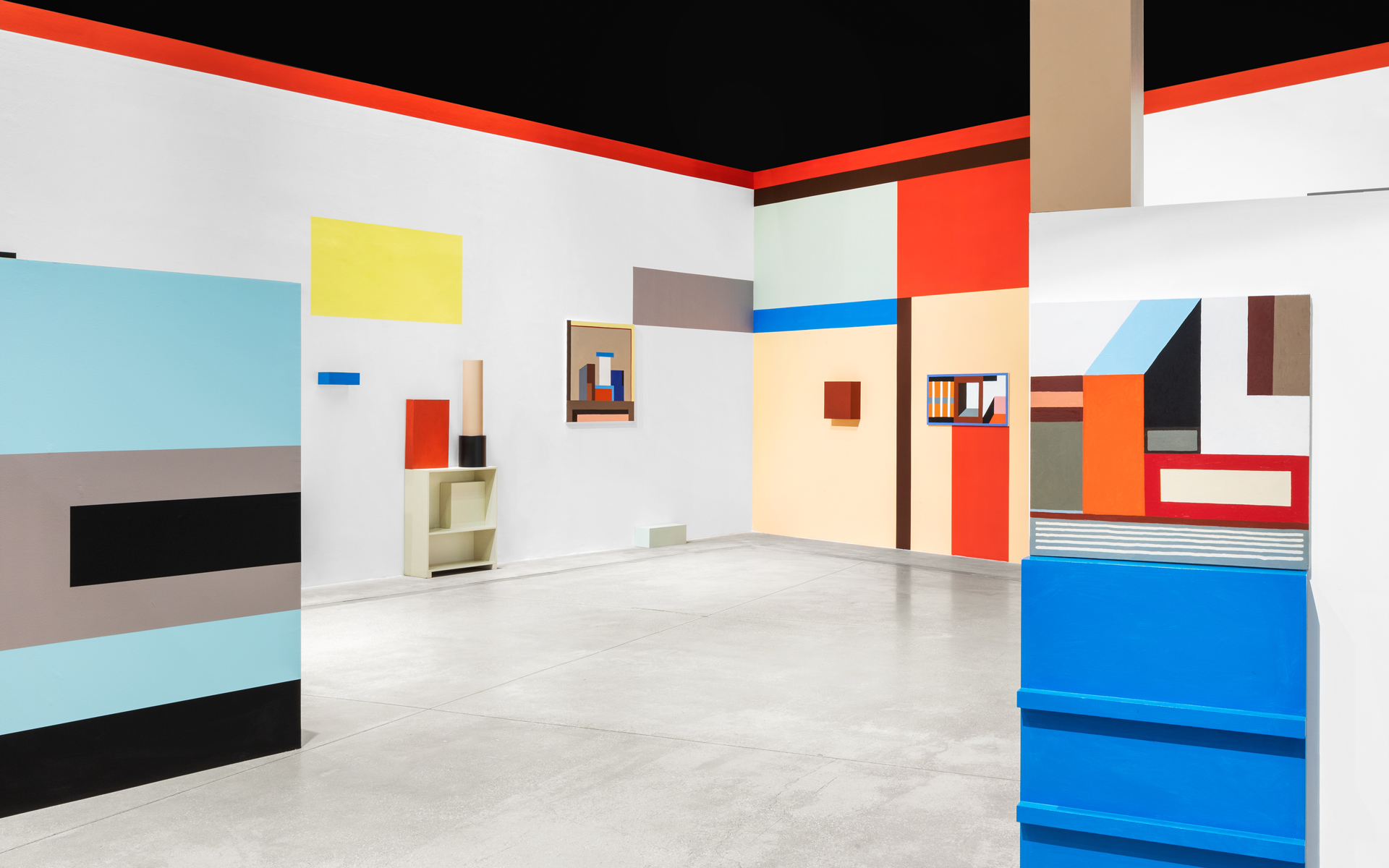 Nathalie Du Pasquier, Campo di Marte. Exhibition view. Olio su tela, legno dipinto. SOLO/MULTI, Museo per l’Immaginazione Preventiva, MACRO 2021. Courtesy l’artista. 